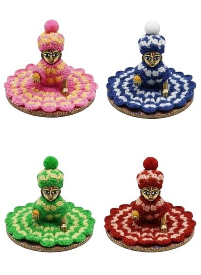 ARYADIT فستان ARYADIT Laddu Gopal من الصوف الثقيل مع عمل موتي (عبوة من 3 قطع) | لادو جوبال فستان الشتاء | كانها جي ثاكور جي وورم بوشاك مع قبعة | ألوان وتصميمات عشوائية (0) - Image 4